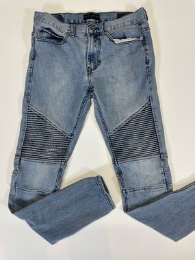 Bullhead Denim Co Stacked Skinny Moto Jeans Light Wash Mens Sz 28